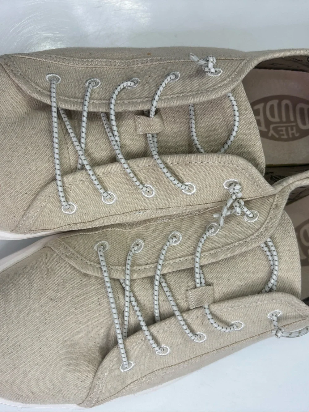 Hey Dude Men's Casual Canvas Sneakers in Light Beige size 13